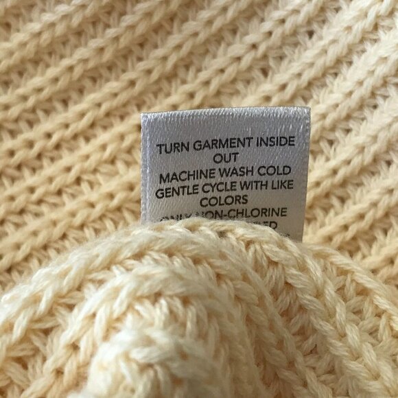 CJ Banks Plus Sz 2X Butter Yellow Cable Knit Pullover Sweater Long Sleeve Cotton - Picture 11 of 11